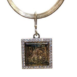 ADO Shadow Box Love Pendant Necklace, Crystals, Heart, and Key Charms with Spell